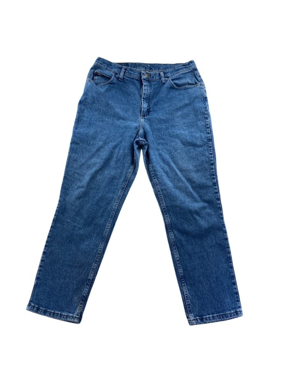 Riders By Lee Jeans Womens 16 Petite Blue Denim Stretch High Rise Straight Leg